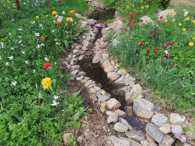 gardening on a slope for water flow